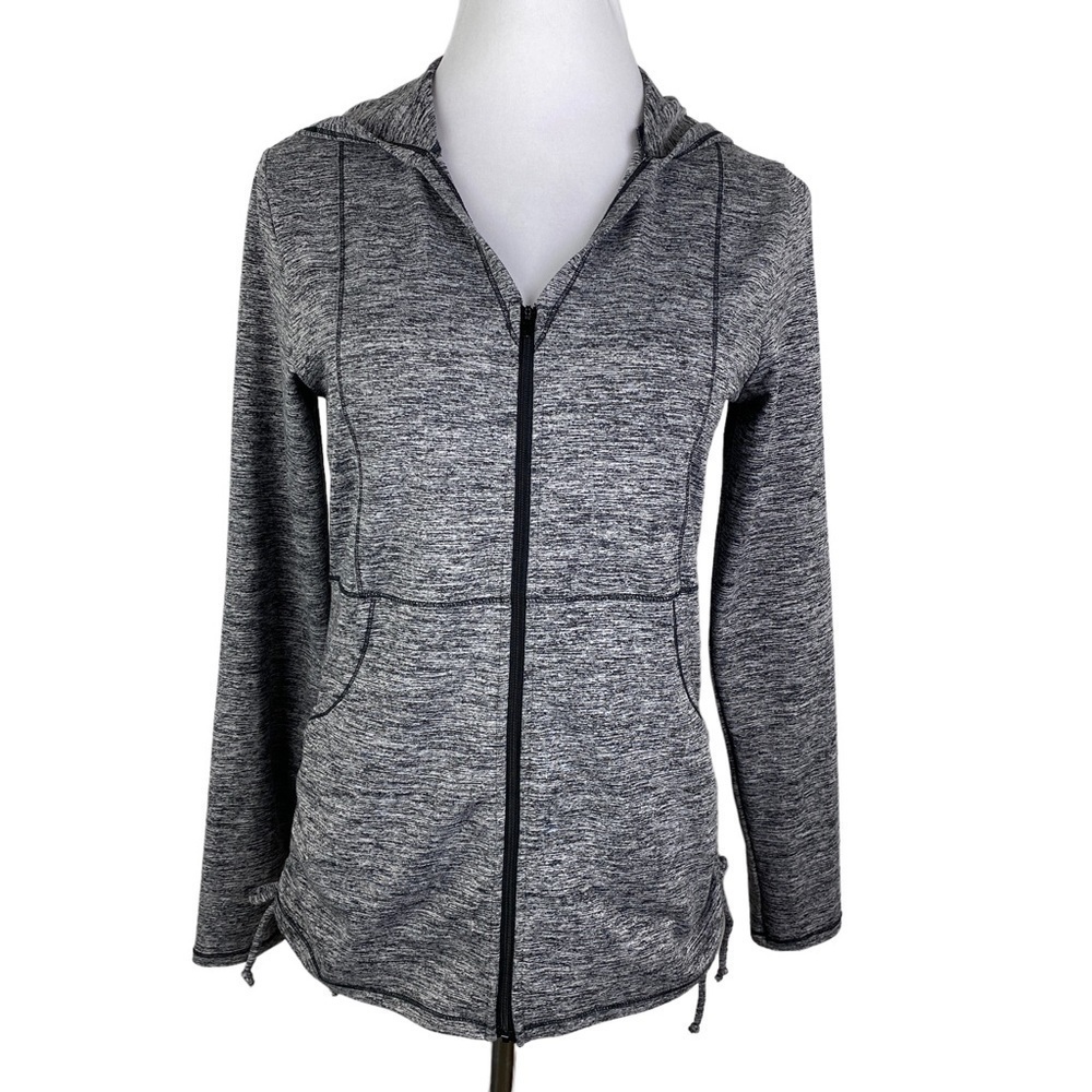 PL Movement by Pink‎ Lotus Marled Full Zip Hooded Athletic Jacket Women's M Gray